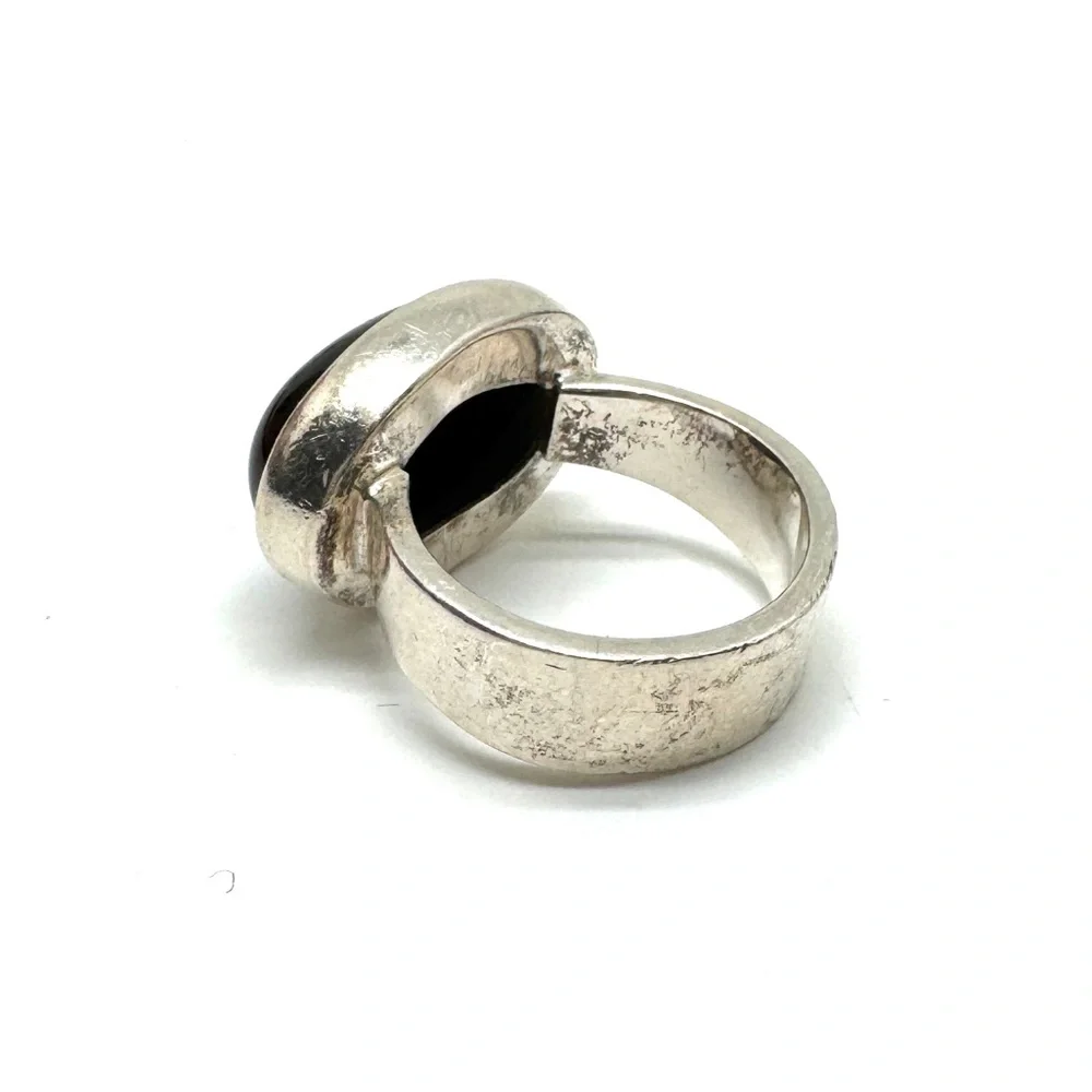Sterling Silver and Onyx Statement Ring Size 7